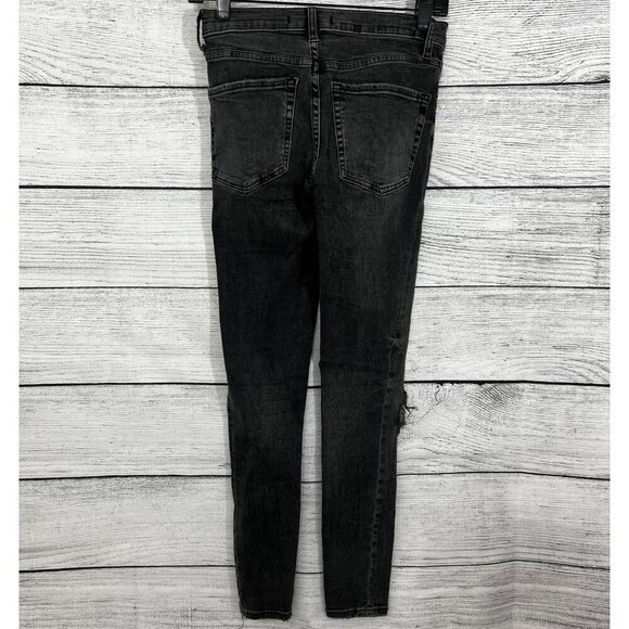 Free People Distressed Black Skinny Jeans, Size 25 - Picture 3 of 5